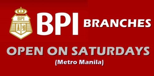 BPI Branches Open Saturday