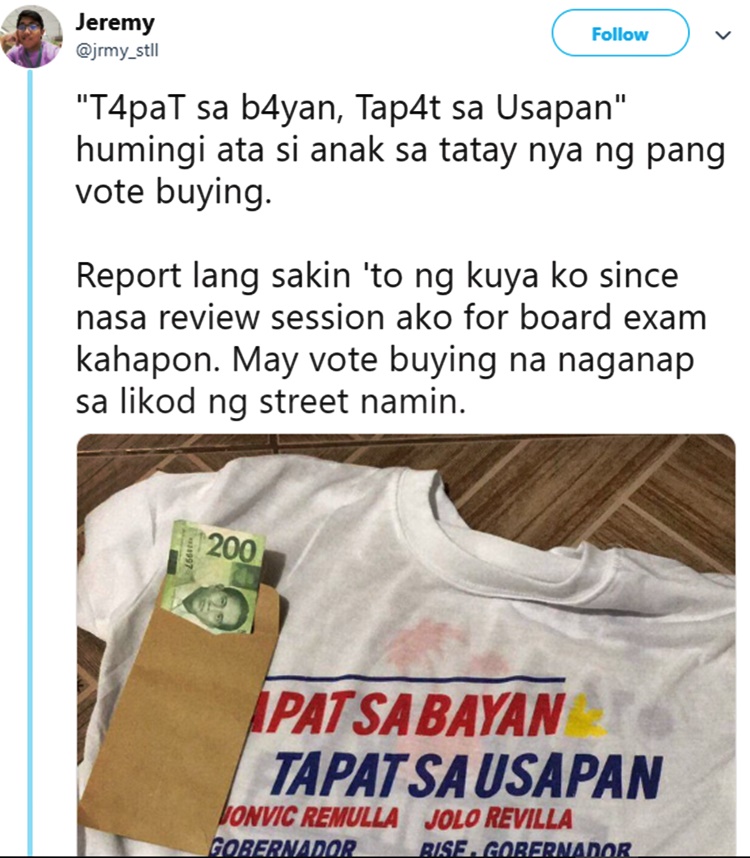 election 2019 alleged vote-buying
