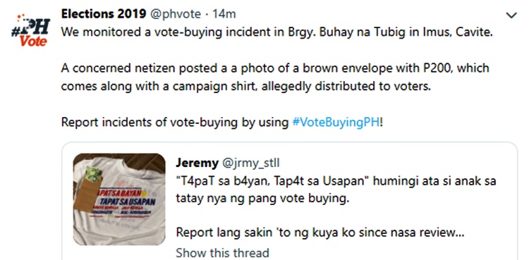 election 2019 alleged vote-buying