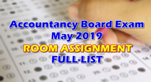 Accountancy Board Exam May 2019 Room Assignment