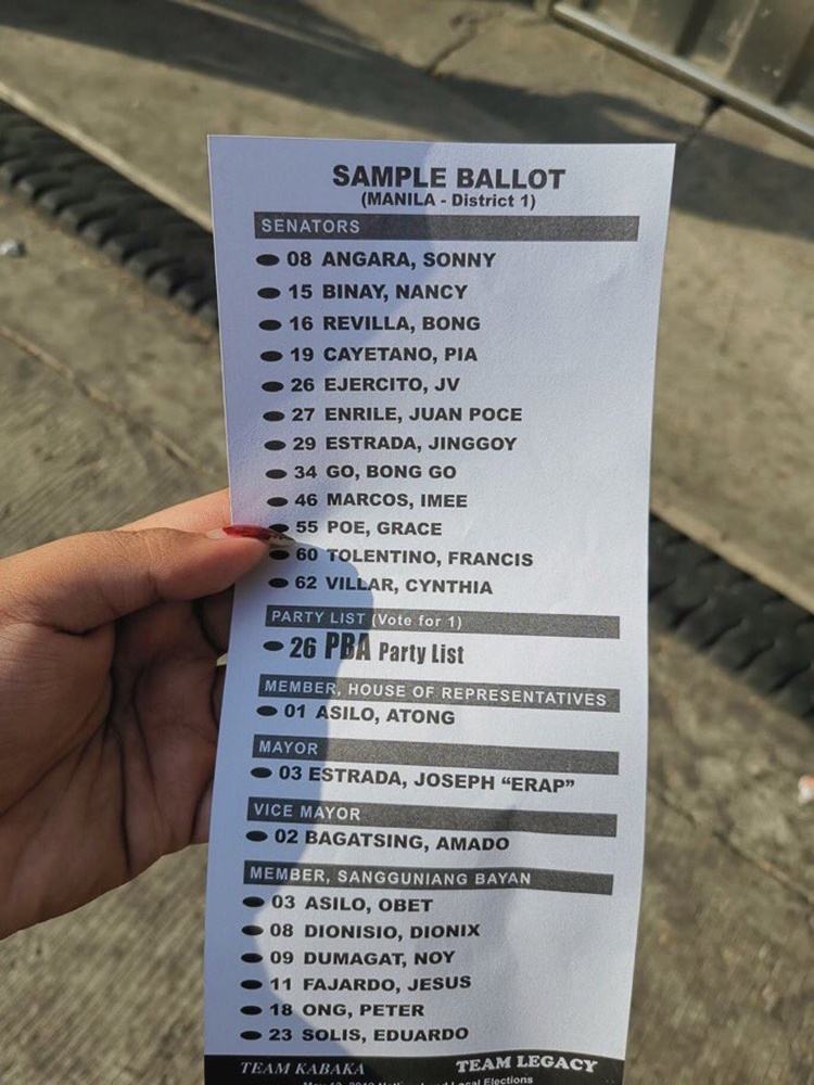 Sample Ballots w/ Names Of Candidates Seen Outside The Voting Precincts