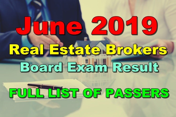 Real Estate Brokers Board Exam Result June 2019