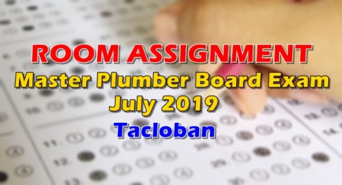 Room Assignment Master Plumber Board Exam July 2019 Tacloban