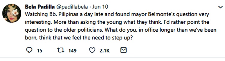 Bela Padilla tweet