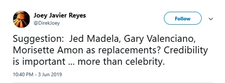 Jose Javier Reyes Tweet
