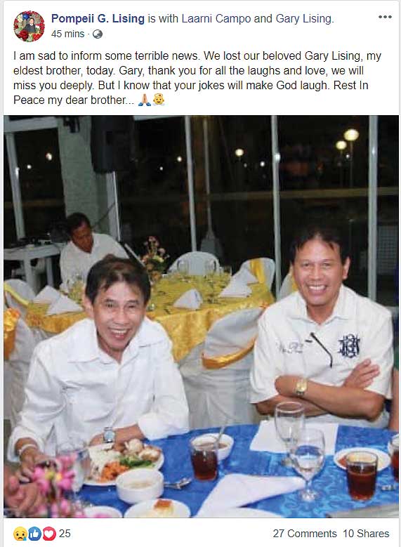 Gary Lising Dies At 78 Son Found His Lifeless Body In Condo Gary Lising Dies At 78 Son Found His Lifeless Body In Condo