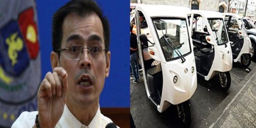 Isko moreno on E-tricycle