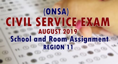 ONSA Civil Service Exam August 2019 School & Room Assignment