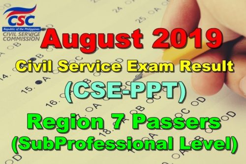 Civil Service Exam Result August 2019