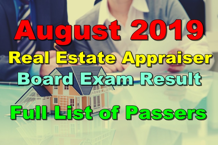 Real Estate Appraiser Board Exam Result August 2019 (FULL LIST)