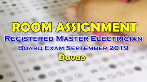 Room Assignment Master Electrician Board Exam September 2019 Davao