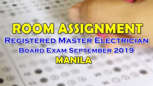 Room Assignment Master Electrician Board Exam September 2019 Manila