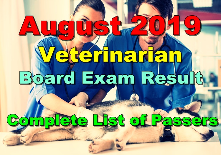 Veterinarian Board Exam Result August 2019 - FULL LIST OF PASSERS