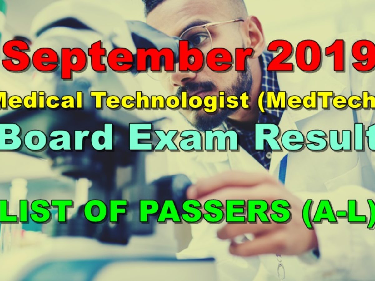 Medical Technologist Board Exam Result September 2019
