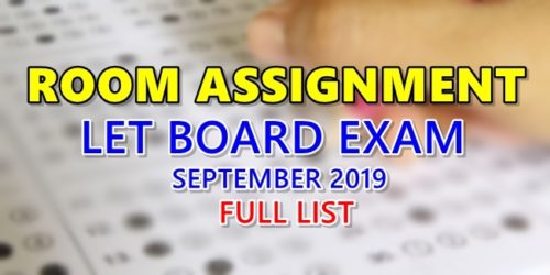 Room Assignment LET Board Exam September 2019 Full List