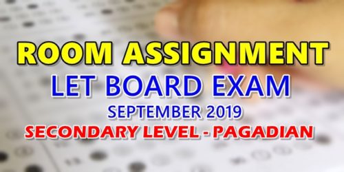Room Assignment LET Board Exam September 2019 Secondary Level Pagadian