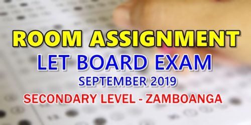 Room Assignment LET Board Exam September 2019 Secondary Level Zamboanga