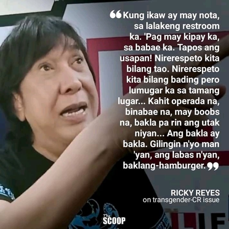 ricky reyes statement transgender-CR issue