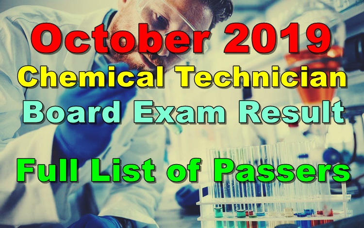 Chemical Technician Board Exam Result October 2019 - Full List Of Passers