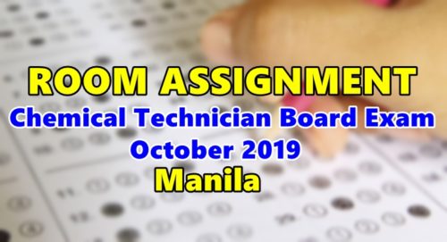 Room Assignment Chemical Technician Board Exam Manila