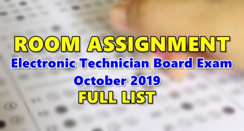 Room Assignment Electronic Technician Board Exam October 2019 (Full-List)