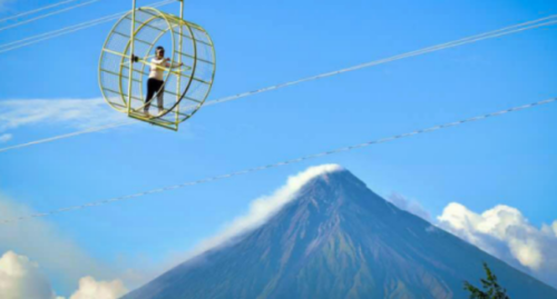 Hamster Wheel In The Sky Lets Guests Get A Great View Of Mt. Mayon