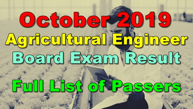 Agricultural Engineer Board Exam Result October 2019 - Full List of Passers