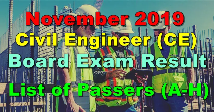 Civil Engineer Board Exam Result November 2019 List Of