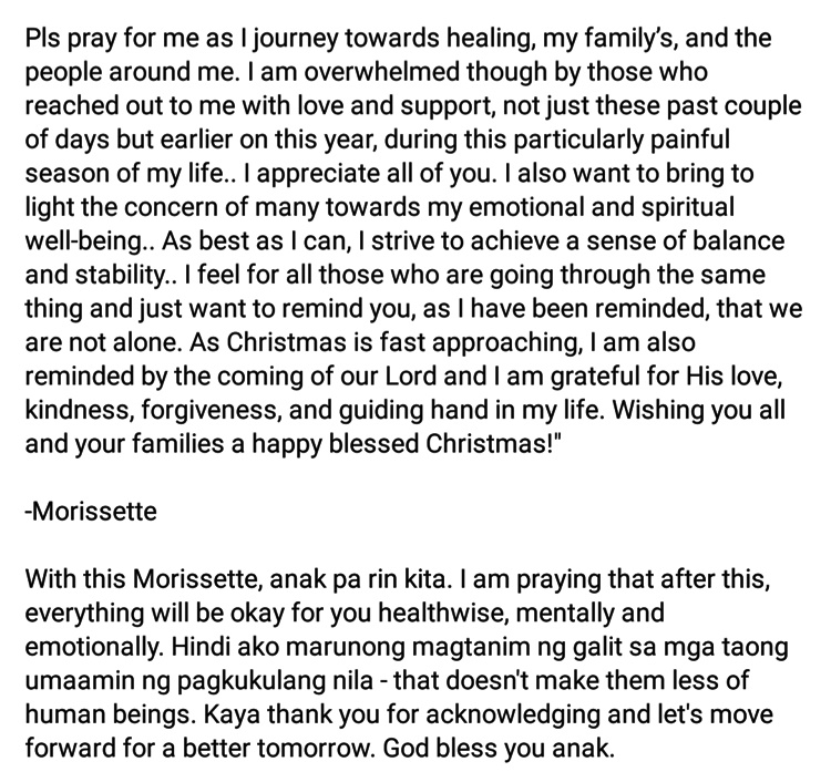 Morissette Amon Apology