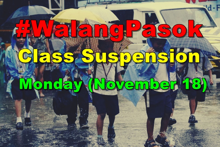 WalangPasok Class Suspension Declared In These Areas Today (November 18)