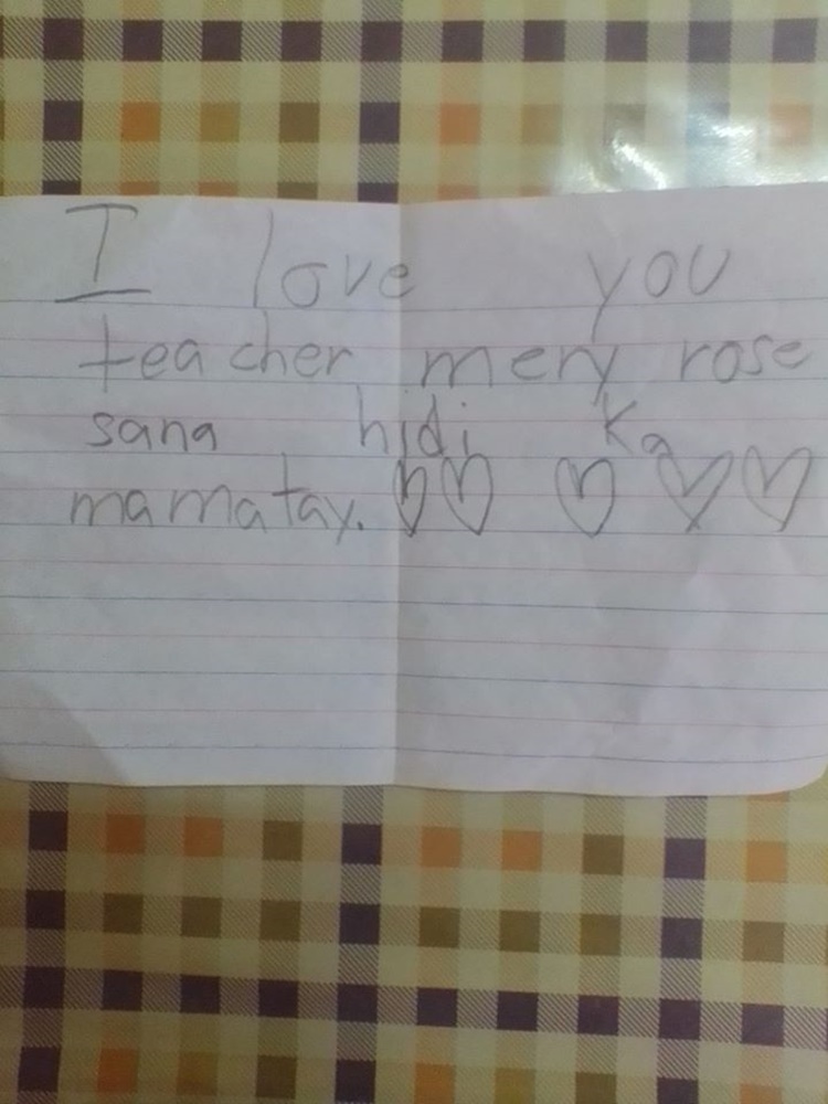 Grade 1 Student Writes Letter for Teacher “Sana Hindi Ka Mamatay”