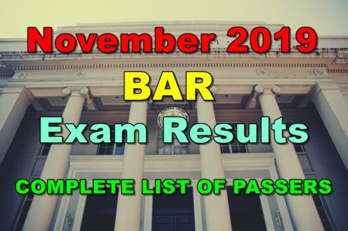 BAR Exam Results November 2019 – COMPLETE LIST OF PASSERS