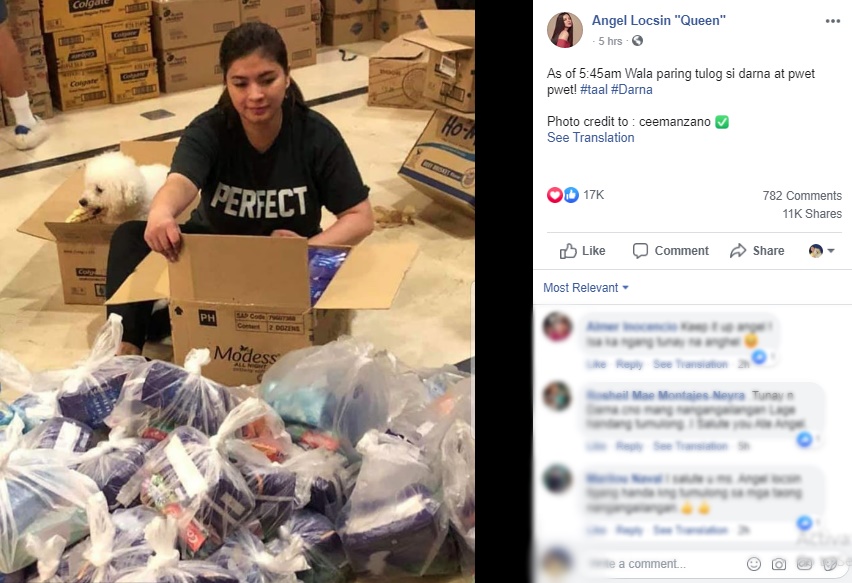 Angel Locsin Skips Sleep To Pack Relief Goods For Taal Eruption Victims