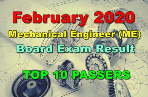 Mechanical Engineer Board Exam Result February 2020 – Top 10 Passers