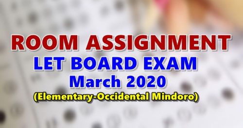 Room Assignment LET March 2020 Elementary-Occidental Mindoro