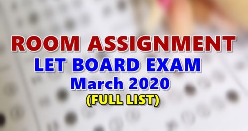 Room Assignment LET March 2020 Full List