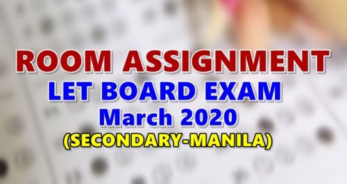 Room Assignment LET March 2020 Secondary MANILA