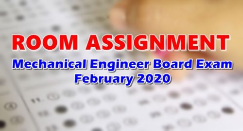 Room Assignment Mechanical Engineer Board Exam February 2020