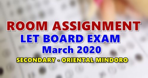 Room Assignments LET March 2020 Teachers Board Exam Secondary-ORIENTAL MINDORO