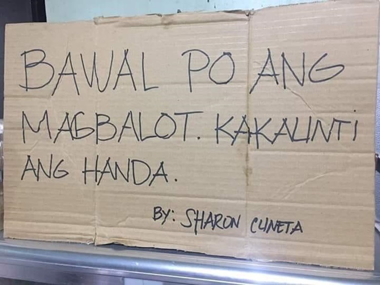 “Bawal Magbalot” Sign at Birthday Party Goes Viral Online