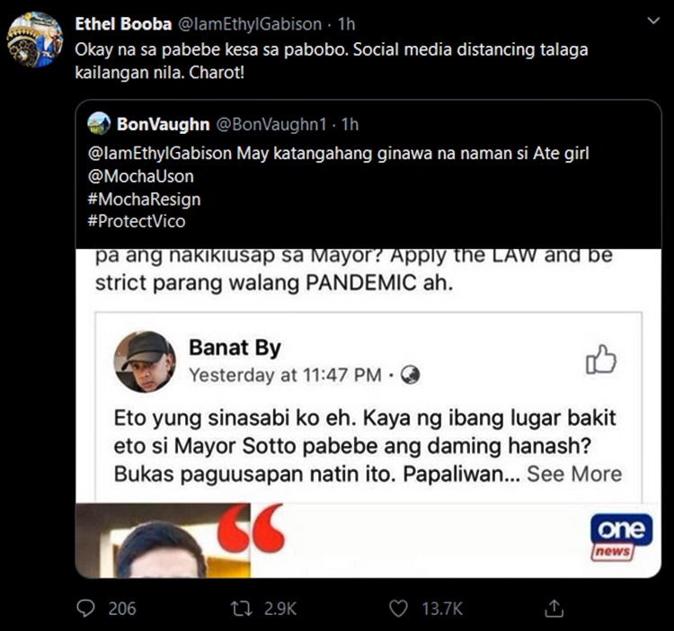 Ethel Boobas Reply to mocha uson