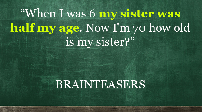 Brainteasers My Sister Was Half My Age Answer And Explanation 