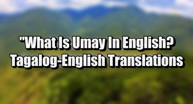 Umay In English - Tagalog To English Translation Of "Umay"