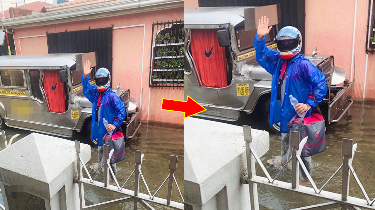 Food Delivery Rider Lauded by Netizens for Delivering Food Despite Flood