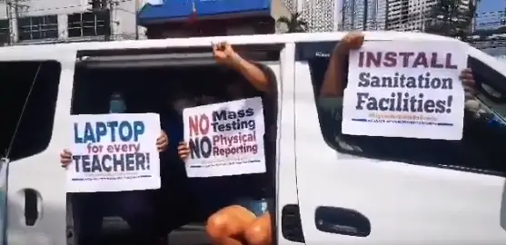 Teacher's Group Protests In Cars In Front Of DepEd Pasig
