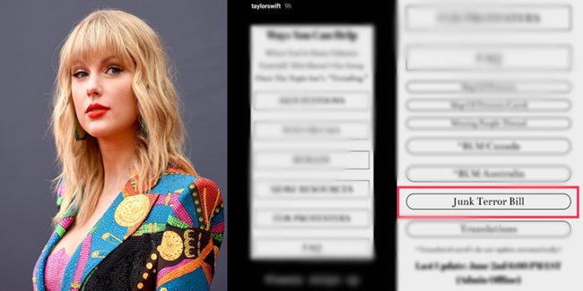 Taylor Swift Posts #JunkTerrorBill Petition On Her IG Story