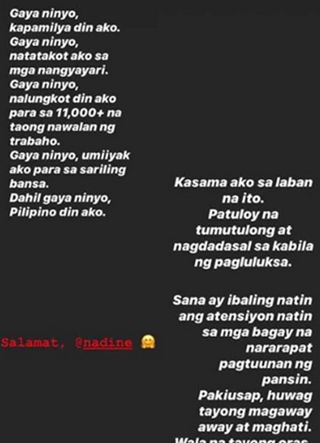 Angel Locsin, Nadine Lustre Post
