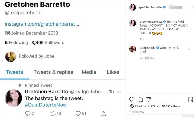 gretchen barretto fake twitter