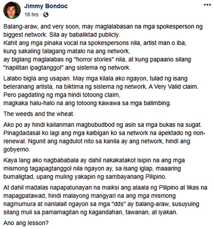 jimmy bondoc post