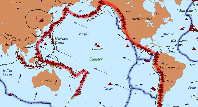 Ring Of Fire In The Pacific Ocean